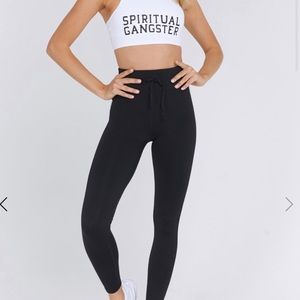 Spiritual gangster Black Solid Casual Leggings